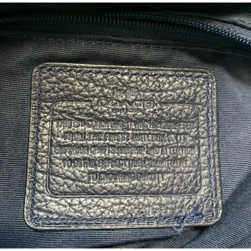 Coach Mickey Navy Blue Pebbled Leather Drawstring Bucket Bag Crossbody Classic